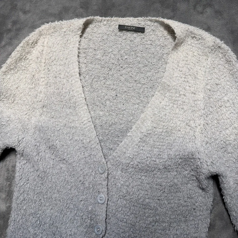 Barone‎ Firenze Cardigan Womens Small Ombre Gray Wool Long Boucle Minimalist
